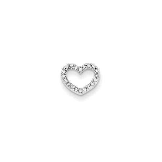 14k White Gold Real Diamond Heart Slide Pendant