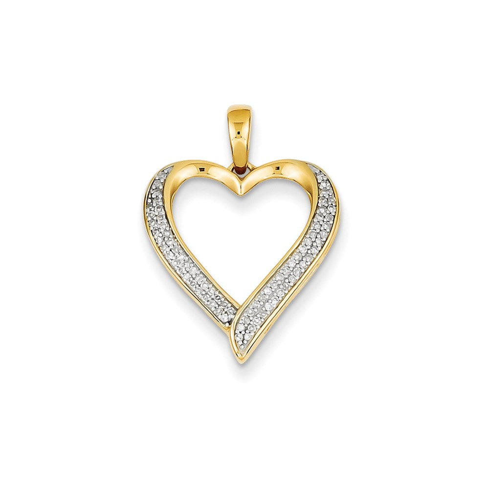 14k Yellow Gold & Rhodium Real Diamond Heart Pendant