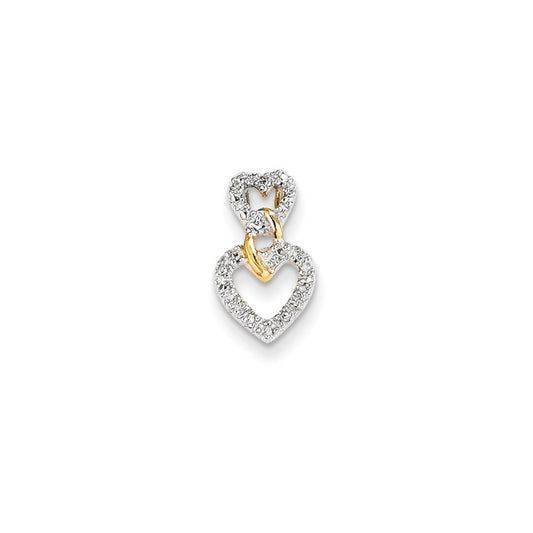 14k Diamond Double Heart Slide Pendant