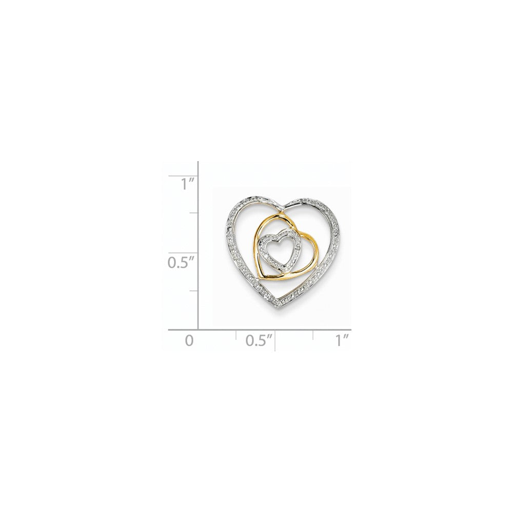 14K Yellow Gold Real Diamond Triple Heart Slide Pendant