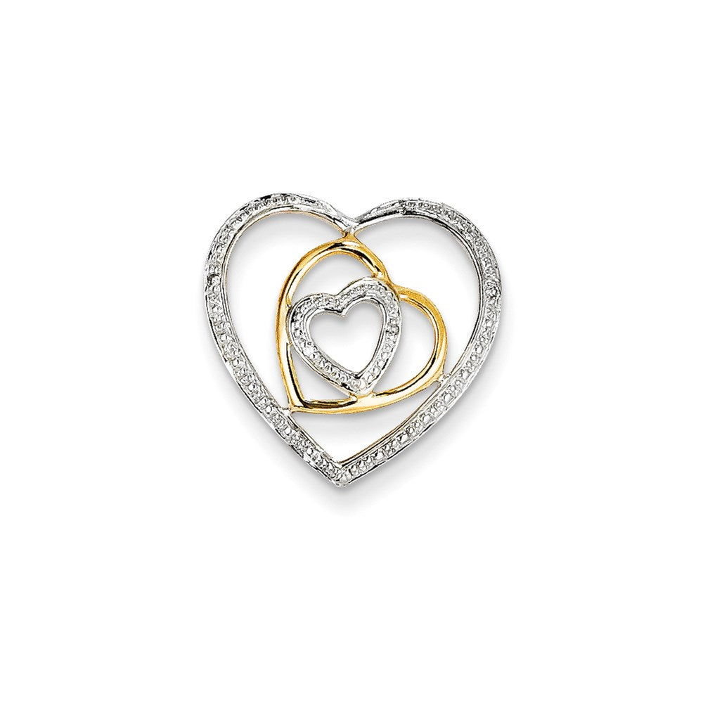 14K Yellow Gold Real Diamond Triple Heart Slide Pendant