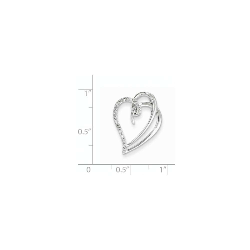 14K White Gold & Real Diamond Heart Pendant Slide