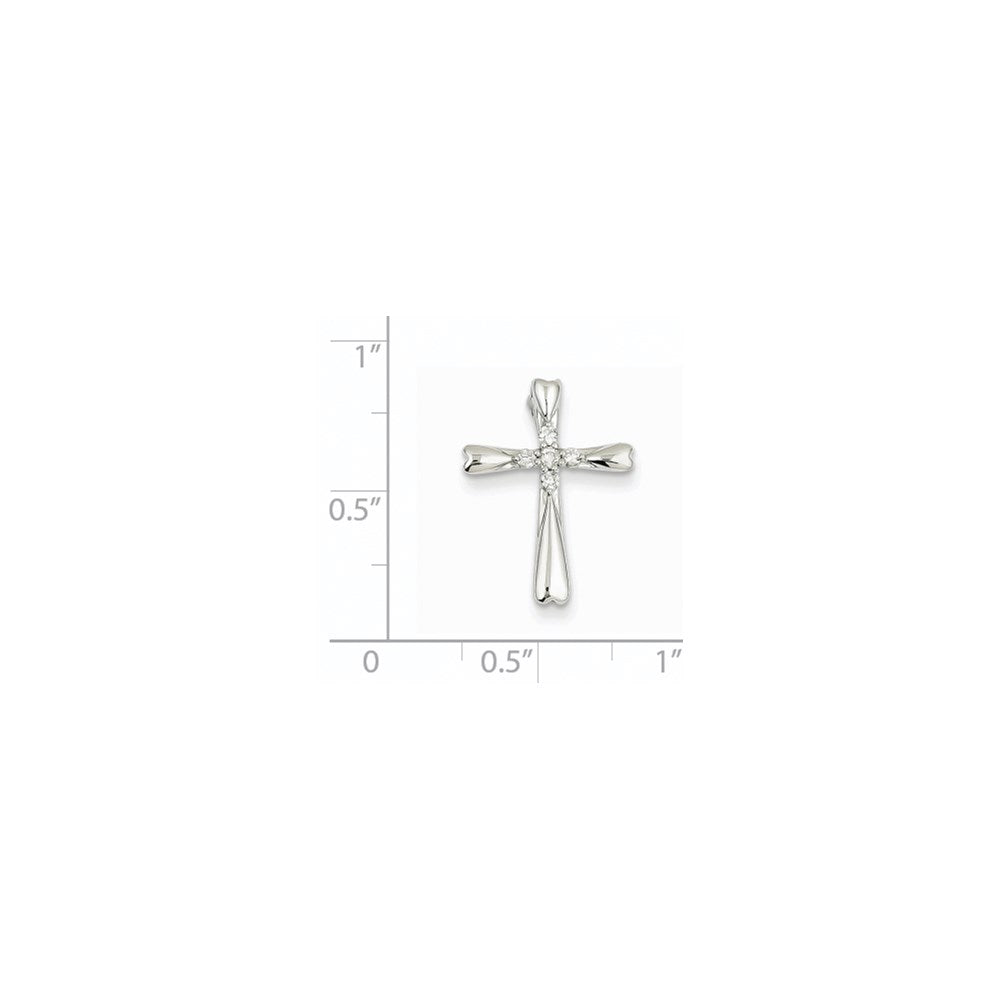 14K White Gold & Real Diamond Cross Pendant Slide Pendant