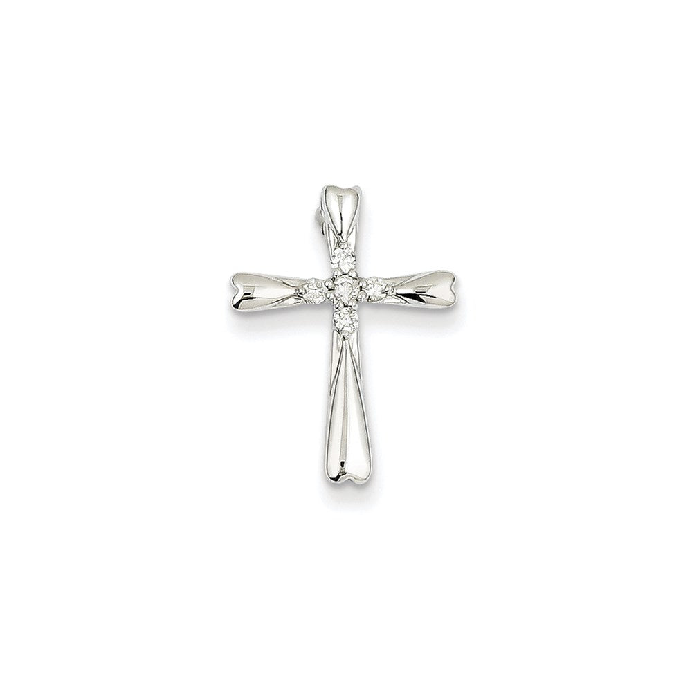 14K White Gold & Real Diamond Cross Pendant Slide Pendant