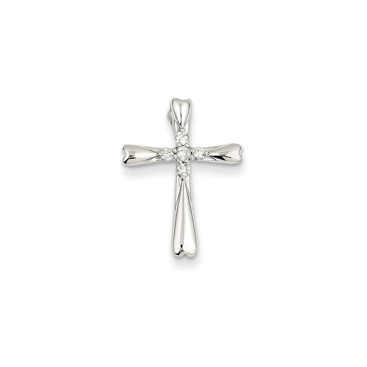 14K White Gold & Real Diamond Cross Pendant Slide Pendant