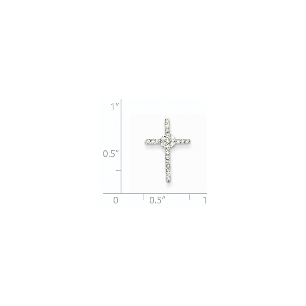 14k White Gold Diamond Cross Pendant Slide