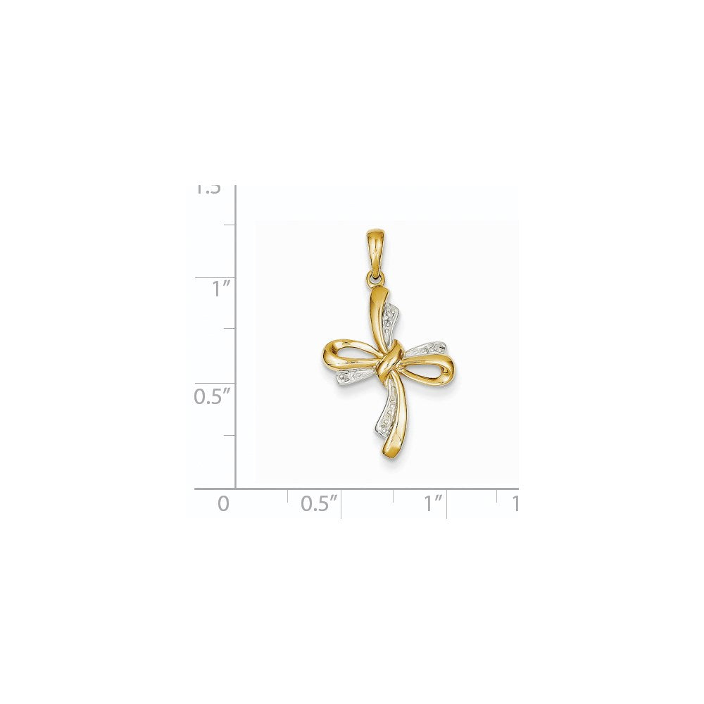 14K Yellow Gold Real Diamond Cross Pendant