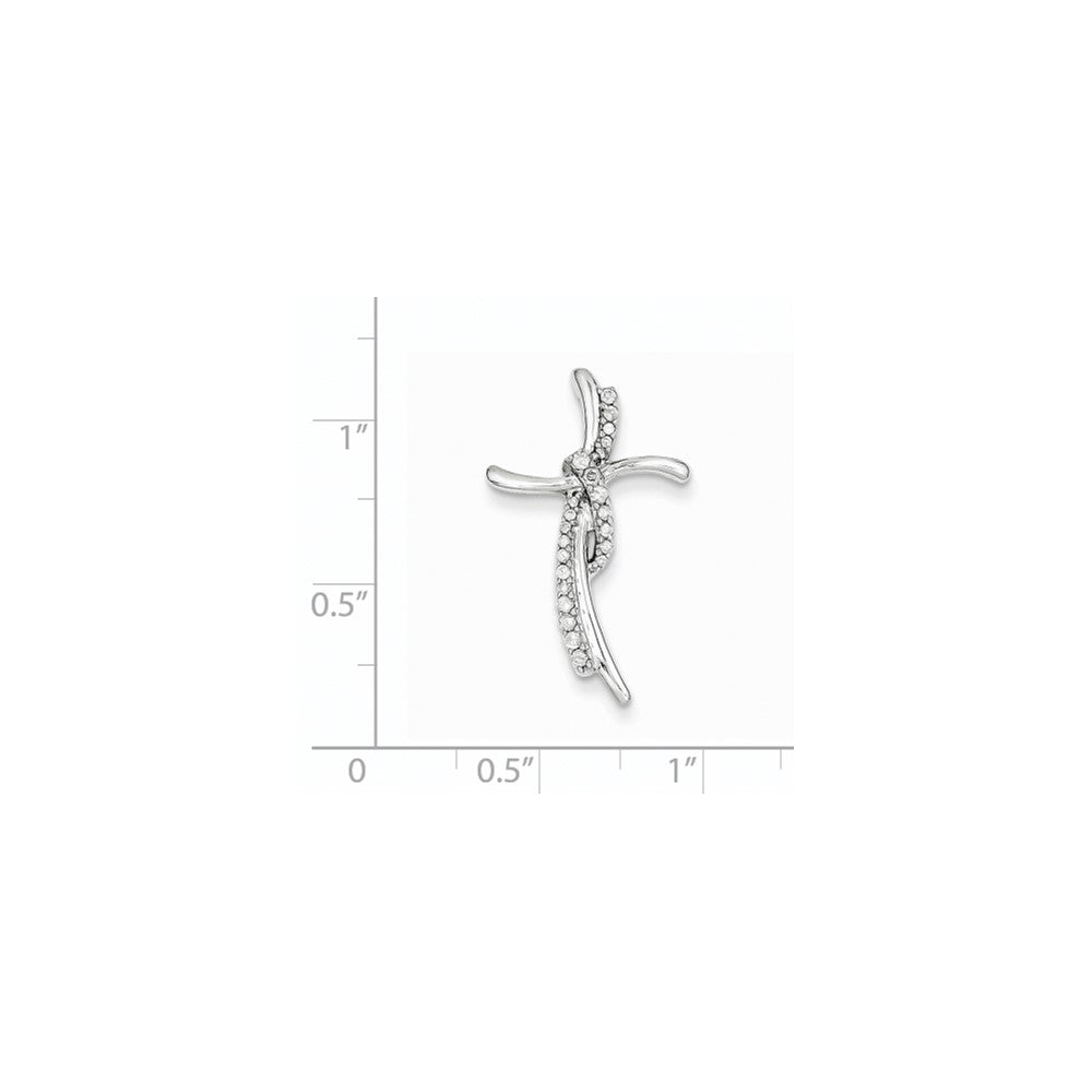 14k White Gold 0.15ct Real Diamond Cross Pendant Slide