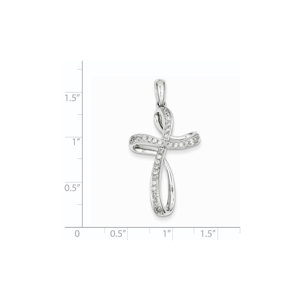 14K White Gold & Real Diamond Cross Pendant