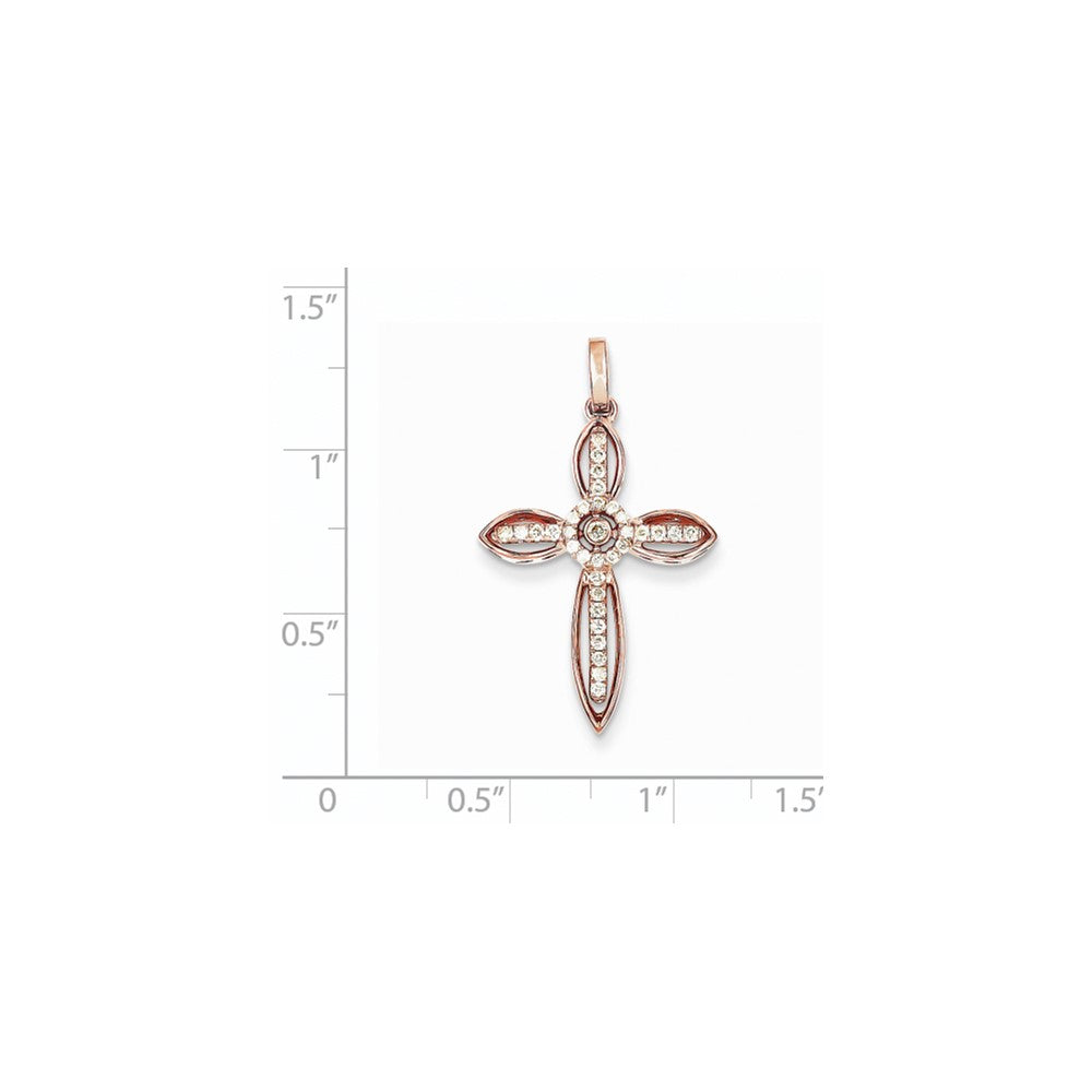 14k Rose Gold Real Diamond Cross Pendant