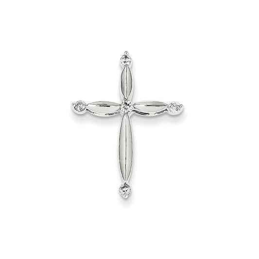 14K White Gold & Real Diamond Heart Pendant Slide