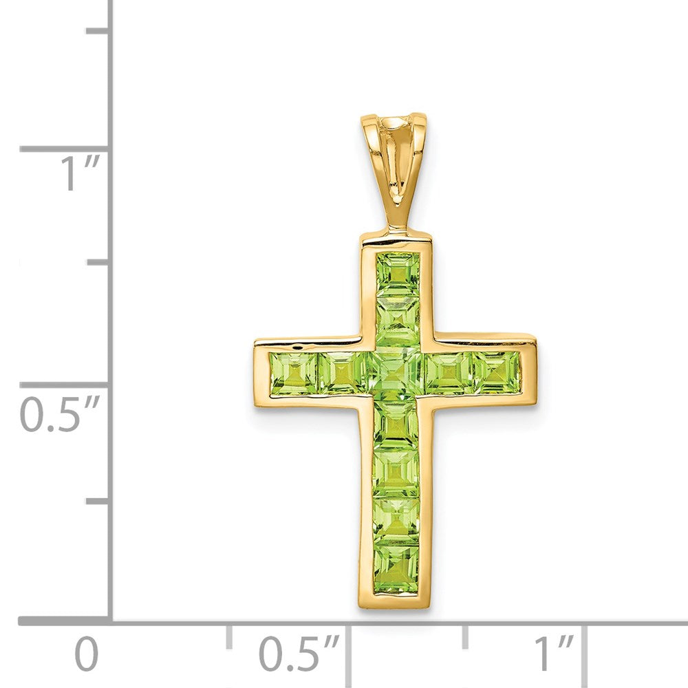 14k Yellow Gold Peridot Cross Pendant