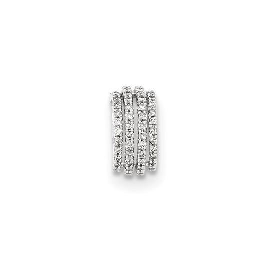 14K White Gold Real Diamond Polished Chain Slide Pendant