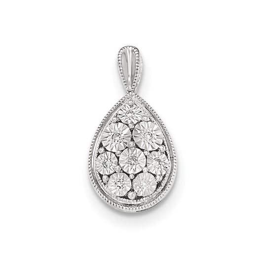 14k White Gold Polished Real Diamond D/C Pendant