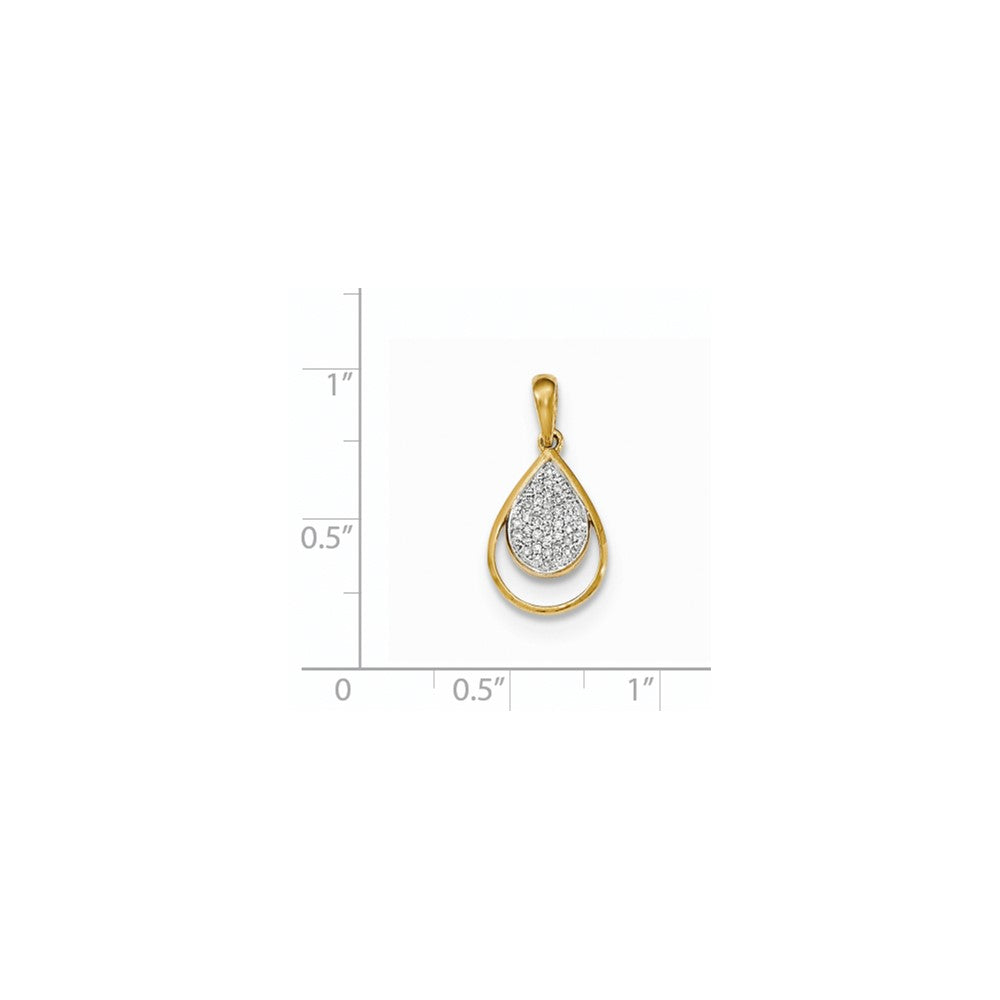 14K Yellow Gold Real Diamond Teardrop Pendant