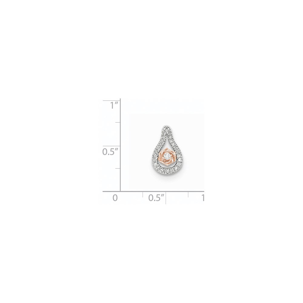 14K White Gold with Rose Rhodium Diamond Slide Pendant