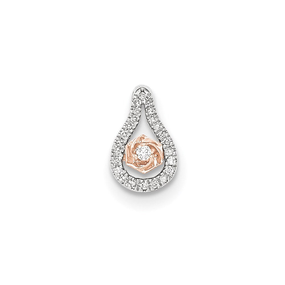 14K White Gold with Rose Rhodium Diamond Slide Pendant