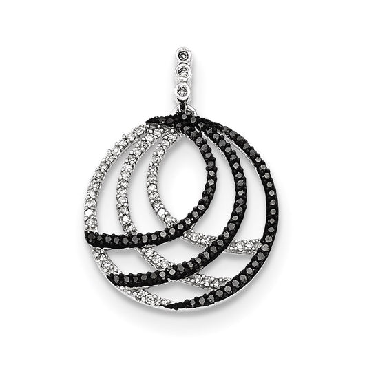 14k White Gold White and Black Real Diamond Pendant