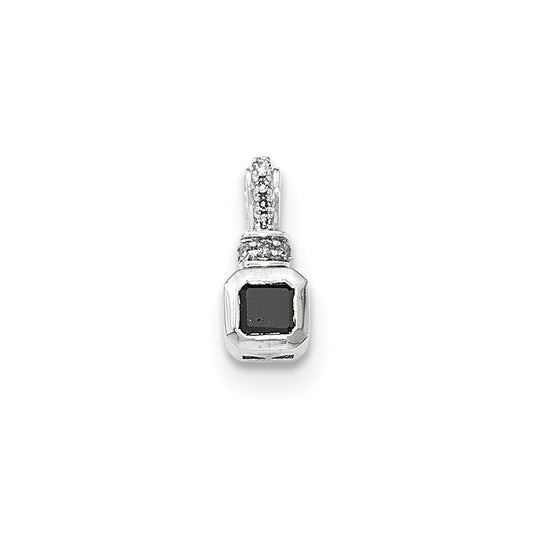 14k White Gold Real Diamond and Black Real Diamond Chain Slide Pendant