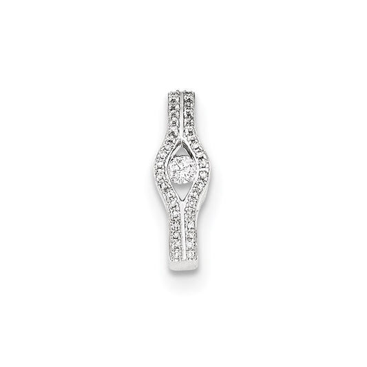 14K White Gold Polished Real Diamond Chain Slide Pendant