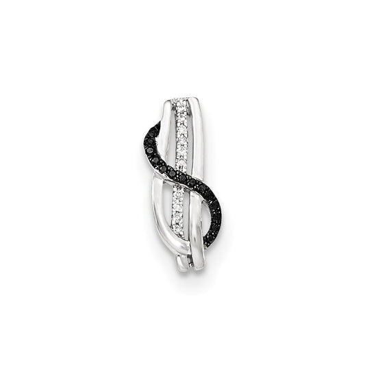 14K White Gold Black & White Real Diamond Slide Pendant