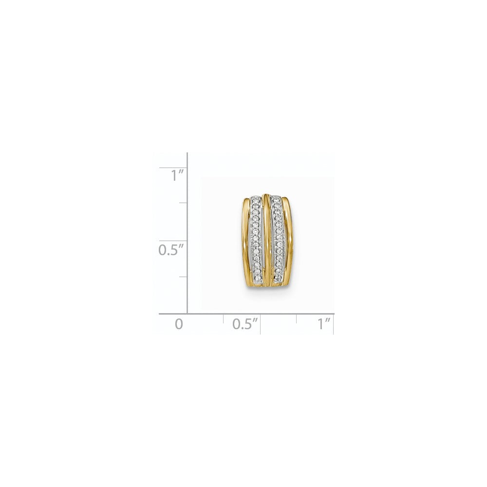 14K Yellow Gold Real Diamond Pavâ€š Slide Pendant