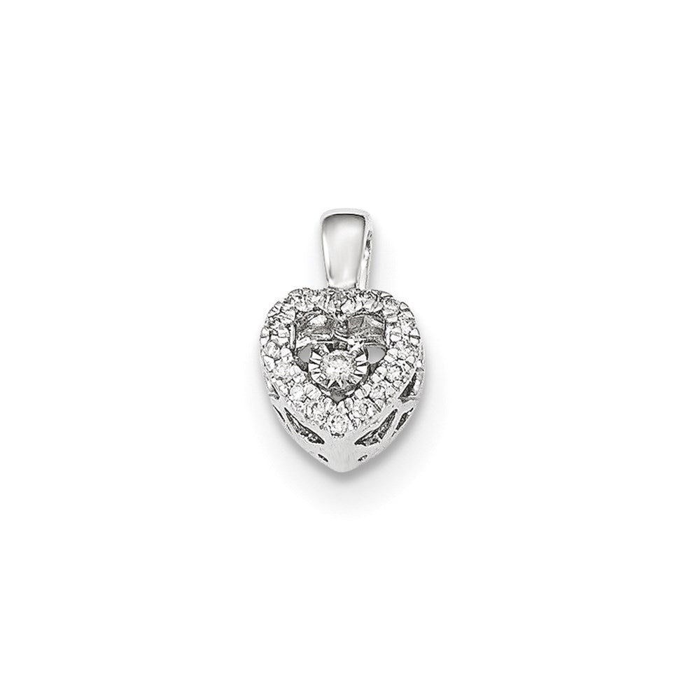 14K White Gold Vibrant Real Diamond Heart Pendant