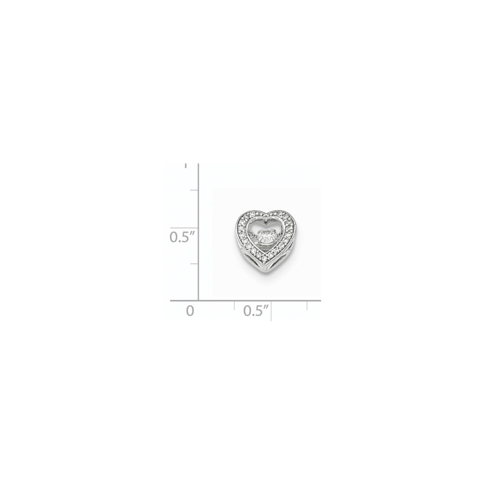 14K White Gold Vibrant Real Diamond Heart Slide Pendant