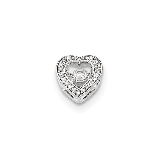 14K White Gold Vibrant Real Diamond Heart Slide Pendant