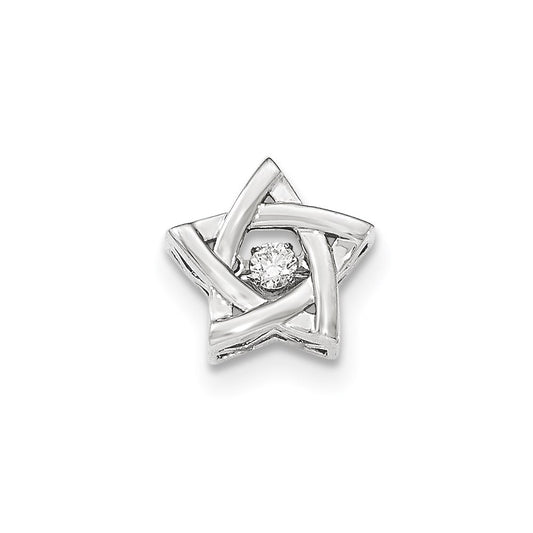 14K White Gold Vibrant Real Diamond Star Slide Pendant