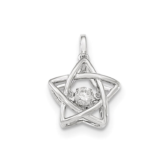 14k White Gold Vibrant Real Diamond Polished Star Pendant