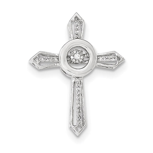 14K White Gold Vibrant Diamond Cross Slide Pendant