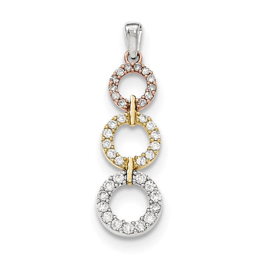 14k Tri-Color Gold Real Diamond Pendant