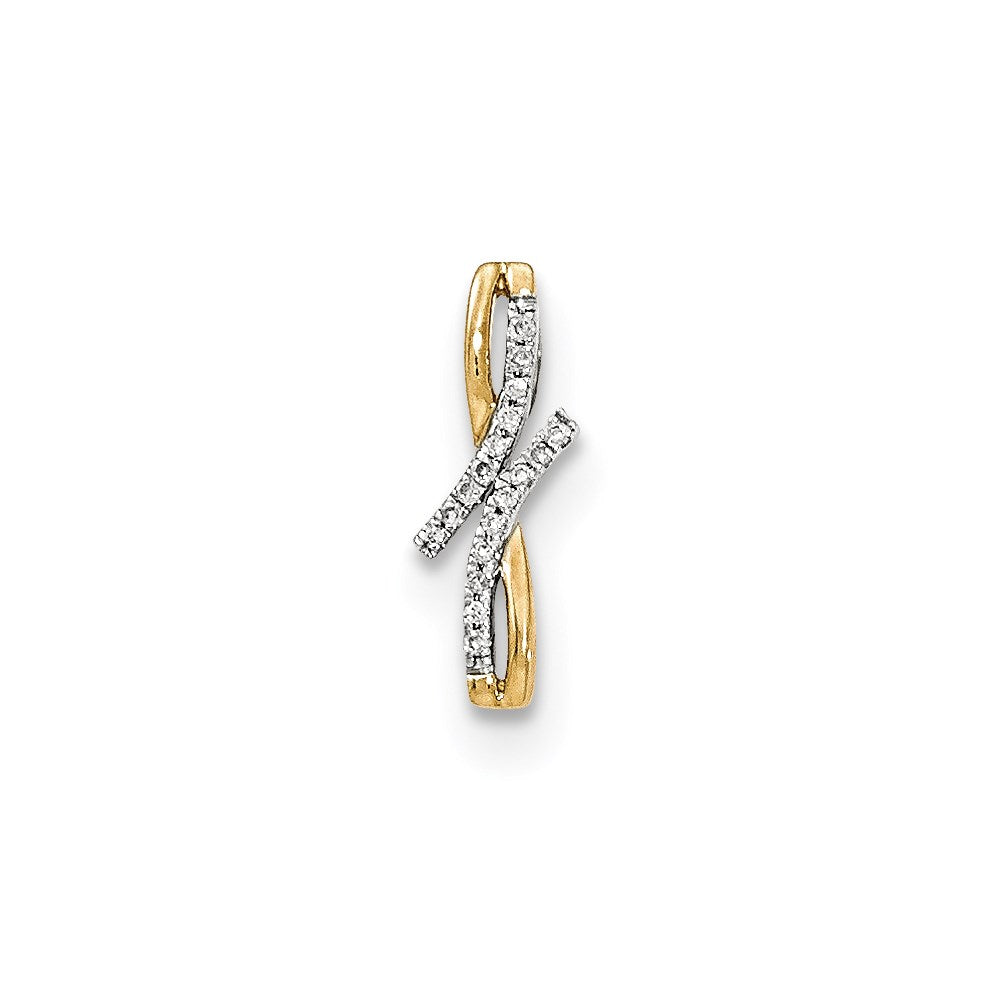 14K Yellow Gold Real Diamond Pavâ€š Slide Pendant