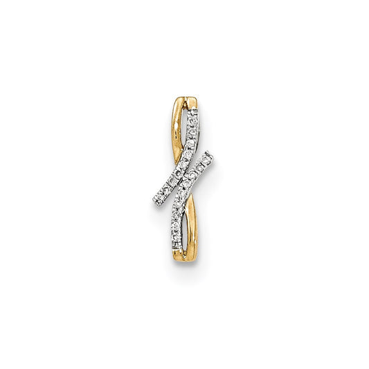 14K Yellow Gold Real Diamond Pavâ€š Slide Pendant