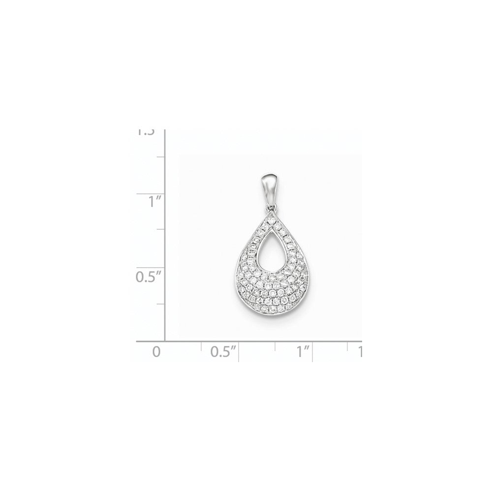 14K White Gold PavÃ¢â‚¬Å¡ Real Diamond Teardrop Pendant