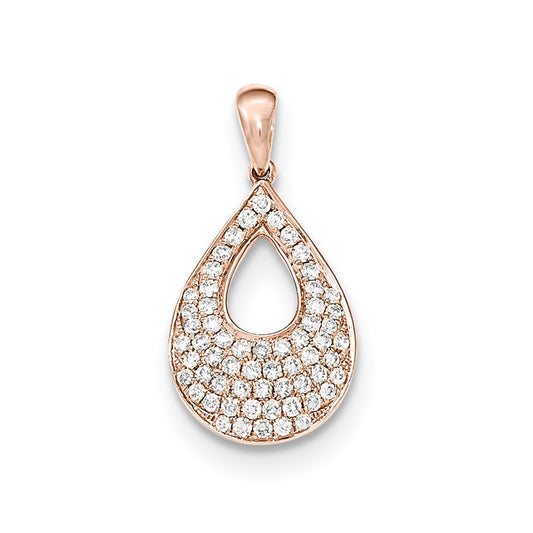 14K Rose Gold PavÃƒÂ© Diamond Teardrop Pendant