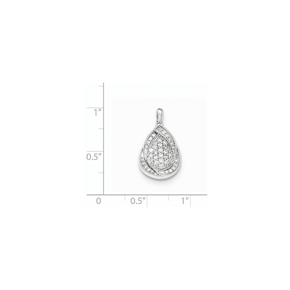 14K White Gold Real Diamond Teardrop Pendant