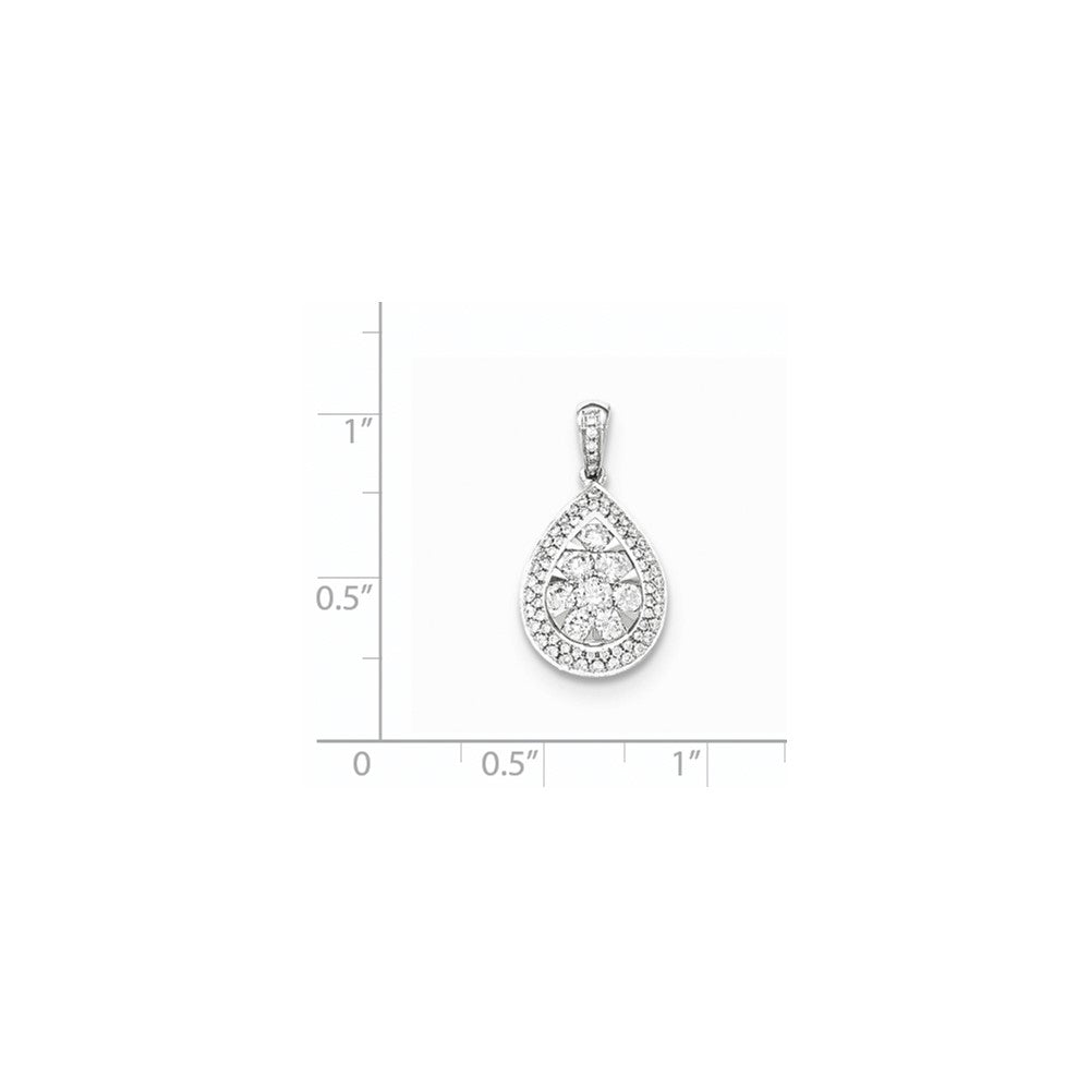 14k White Gold Real Diamond Teardrop Pendant