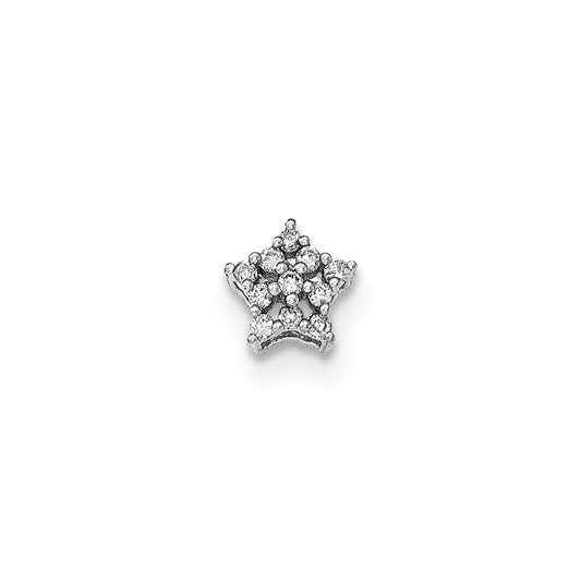 14K White Gold Real Diamond Snowflake Slide Pendant