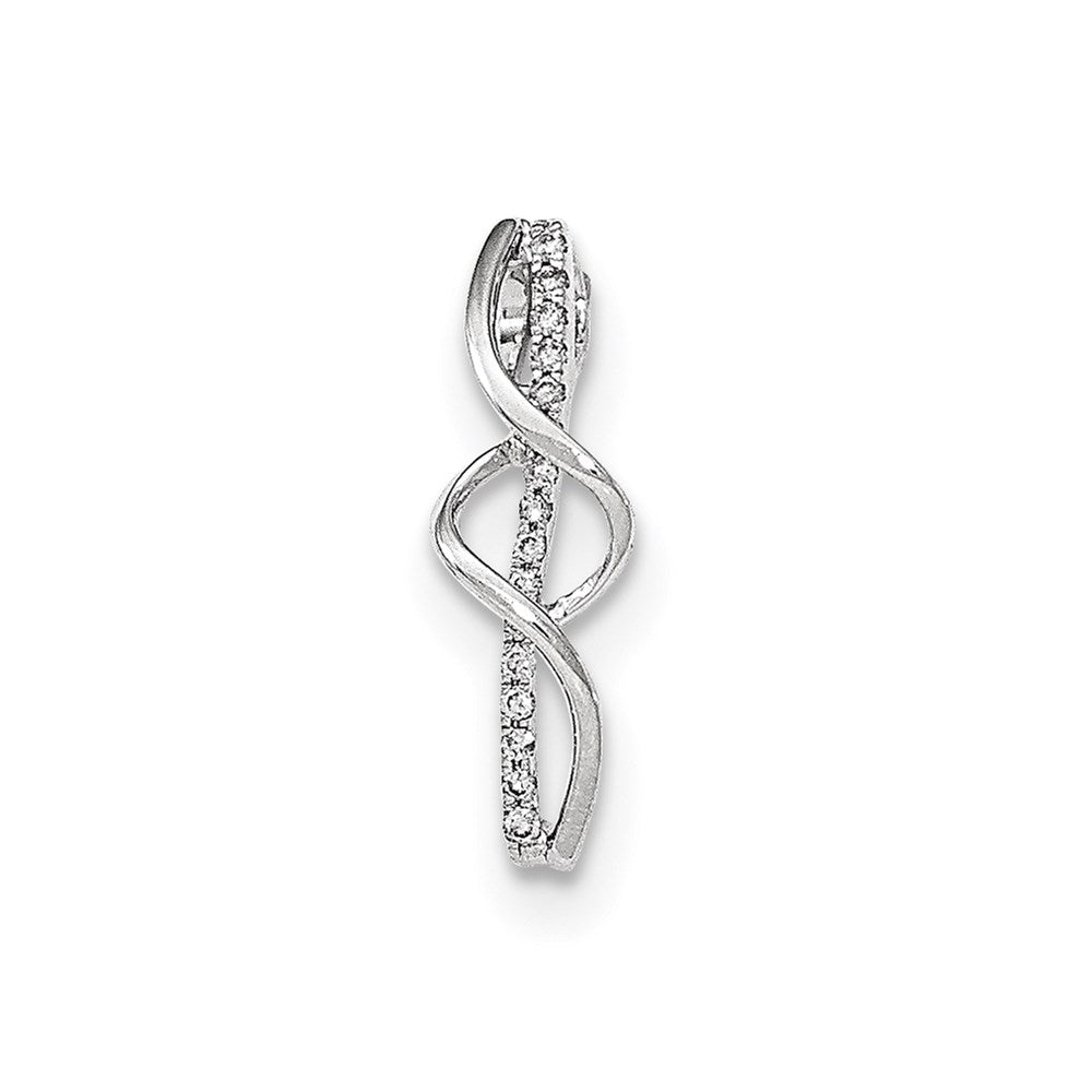 14K White Gold Polished Real Diamond Twist Chain Slide Pendant