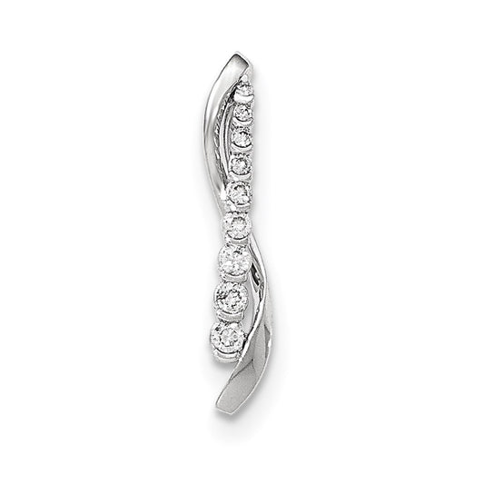 14k White Gold Polished Real Diamond Chain Slide Pendant