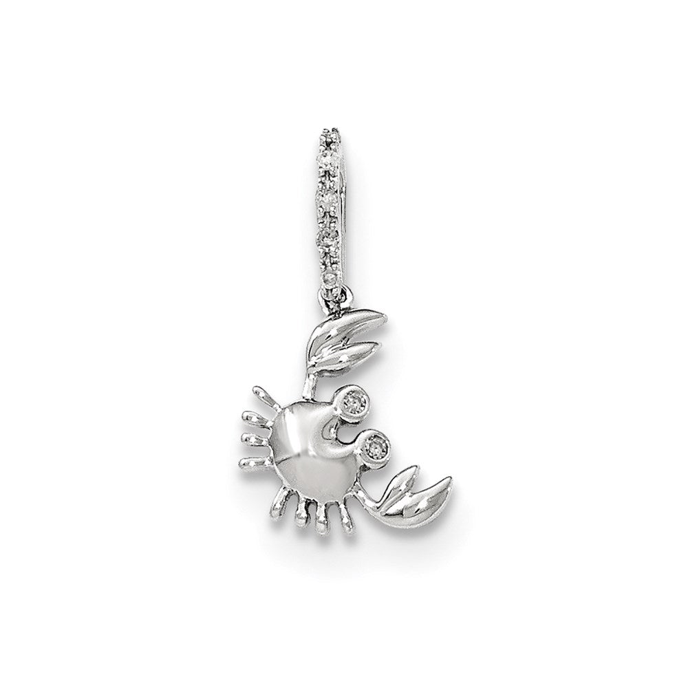 14k White Gold Real Diamond Crab Pendant