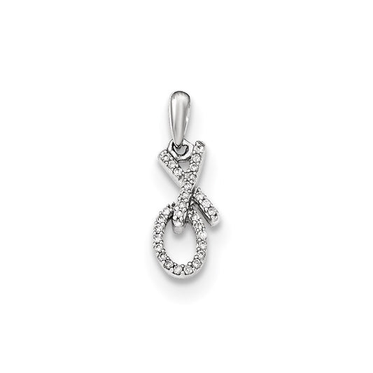 14K White Gold Real Diamond XO Pendant