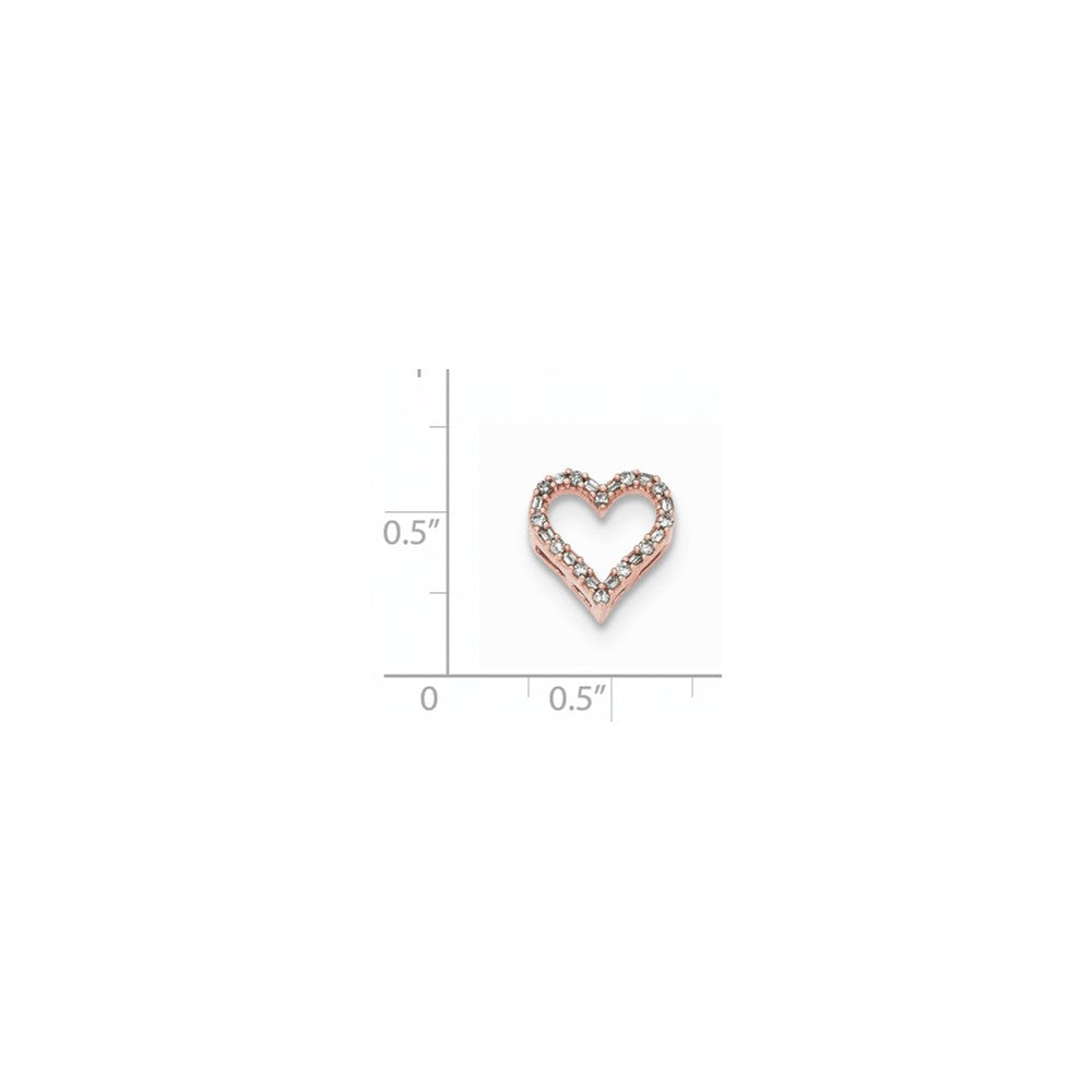 14K Rose Gold Real Diamond Heart Slide Pendant