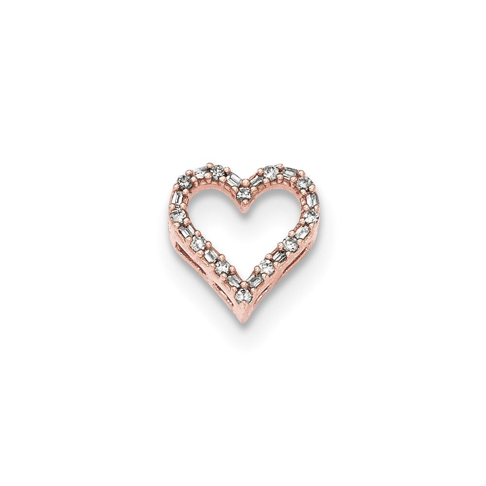 14K Rose Gold Real Diamond Heart Slide Pendant