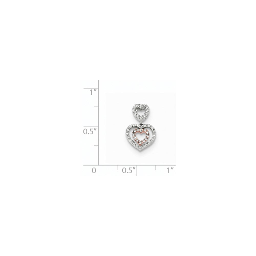 14k Two-Tone Gold Polished Real Diamond Heart Chain Slide Pendant