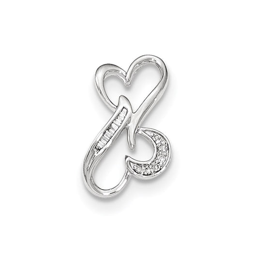 14k White Gold Double Heart Slide Pendant