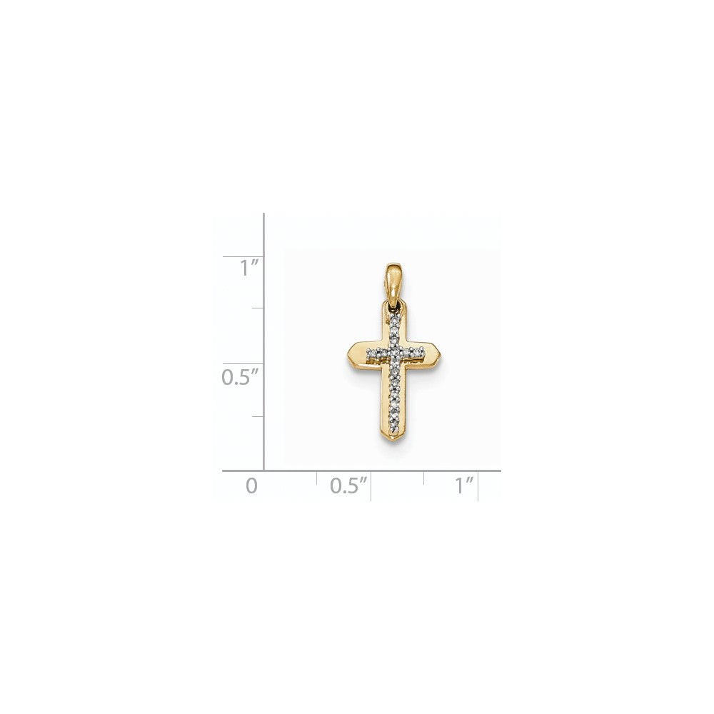 14K Yellow Gold Real Diamond Cross Pendant