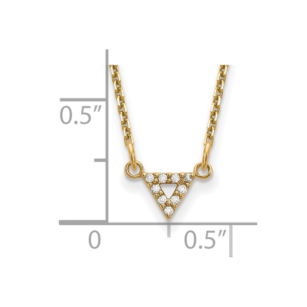 14K Yellow Gold VS Quality Real Diamond 6mm Triangle Necklace